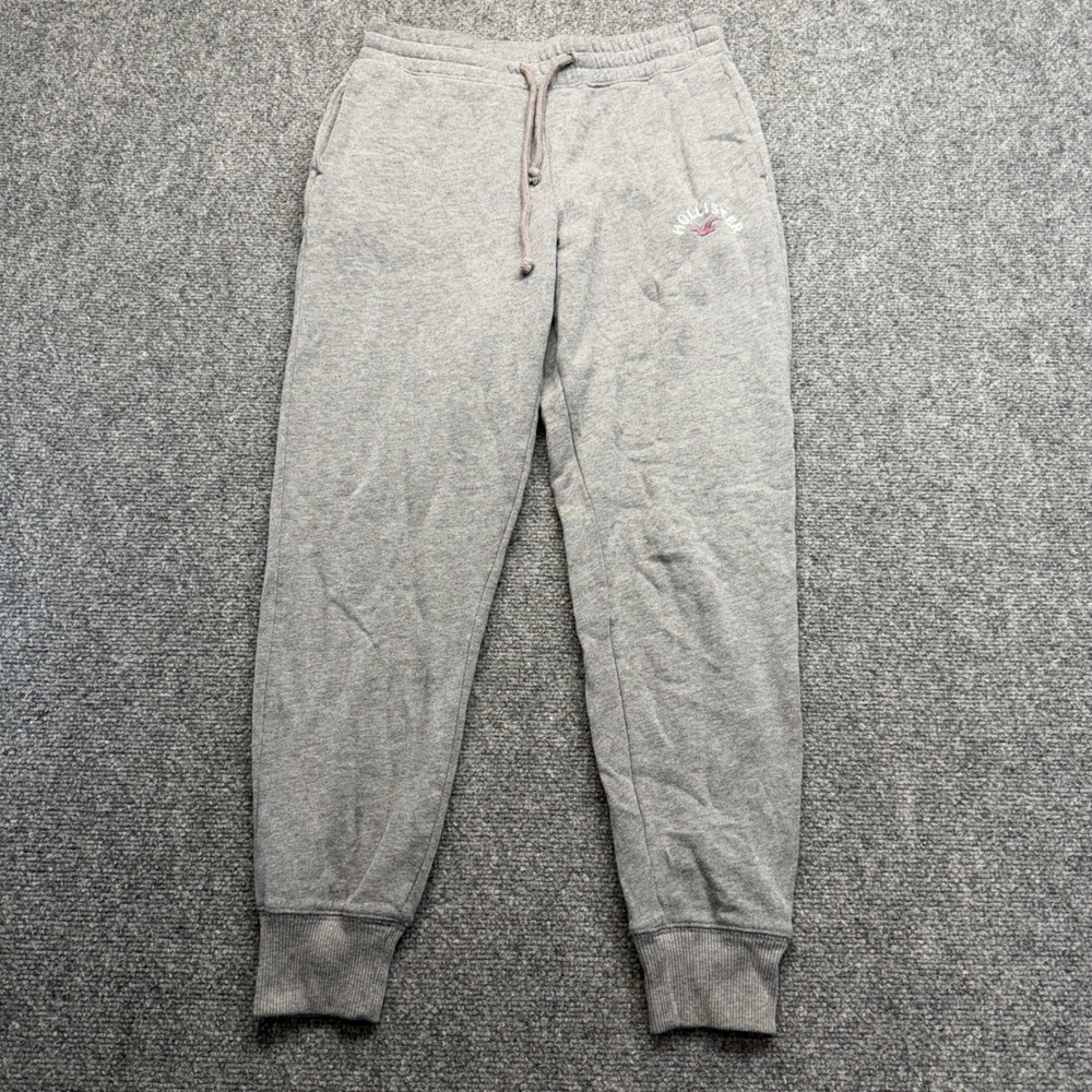 Hollister Womens High Rise Jogger Sweatpants Gray‎ Embroidered Logo Small
